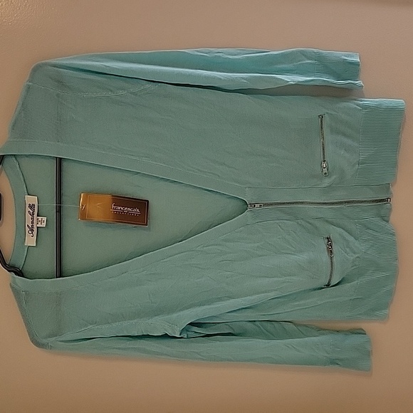 NWT Women's Annabella Aqua Half Zip Cardigan  Size Medium - Picture 1 of 9